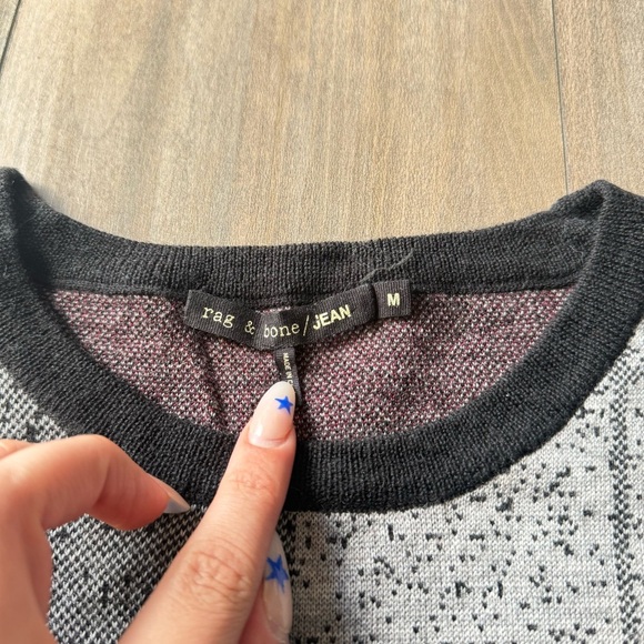 Rag & Bone Tegan Plaid Merino Wool Sweater black size medium - Picture 3 of 6